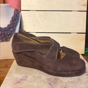 Women's Suede Crisscross wedges - Brown